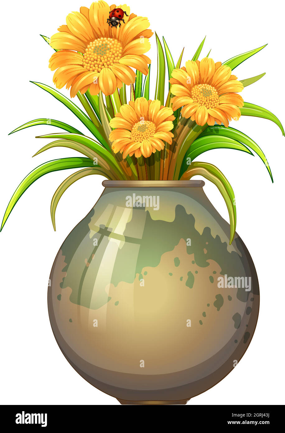 A plant in a pot with blooming flowers Stock Vector