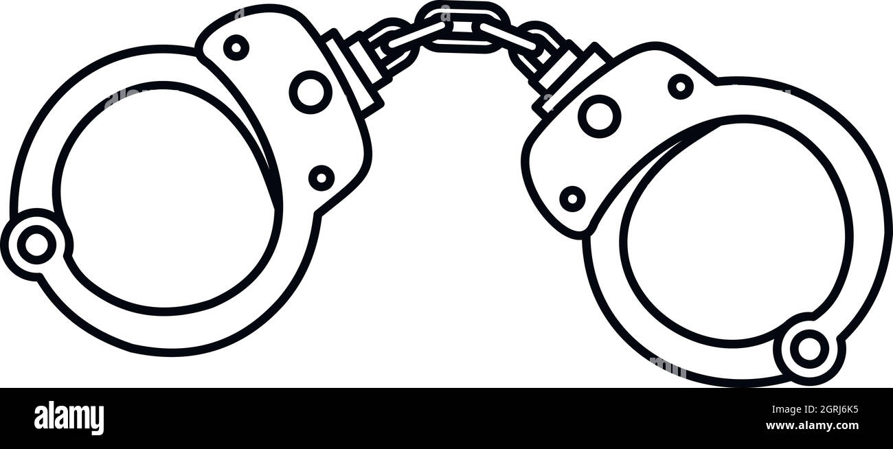 Steel handcuffs icon, outline style Stock Vector