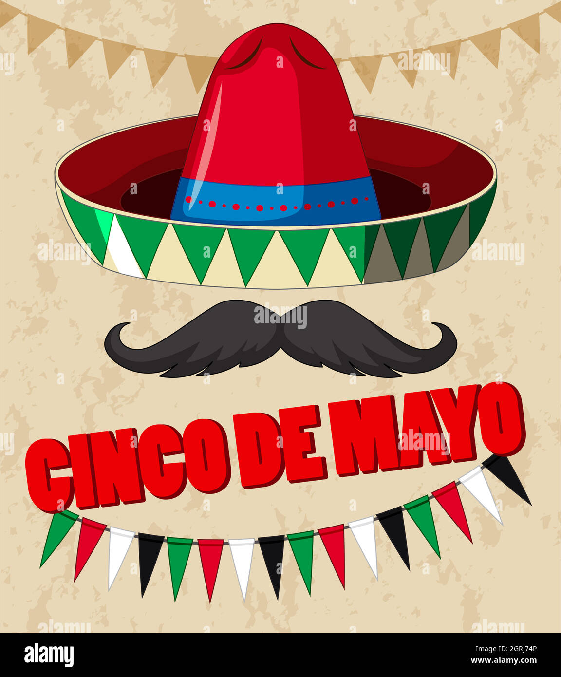 Cinco de mayo poster design with mexican hat Stock Vector