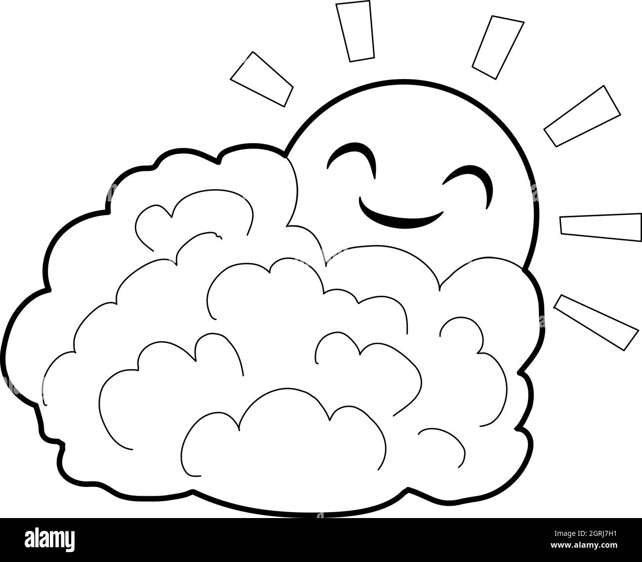 Sun and cloud icon, isometric 3d style Stock Vector