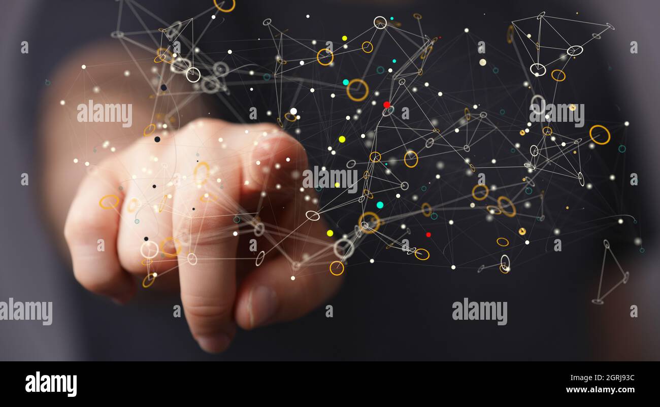 Bausiness intelligence analyst dashboard on virtual Stock Photo