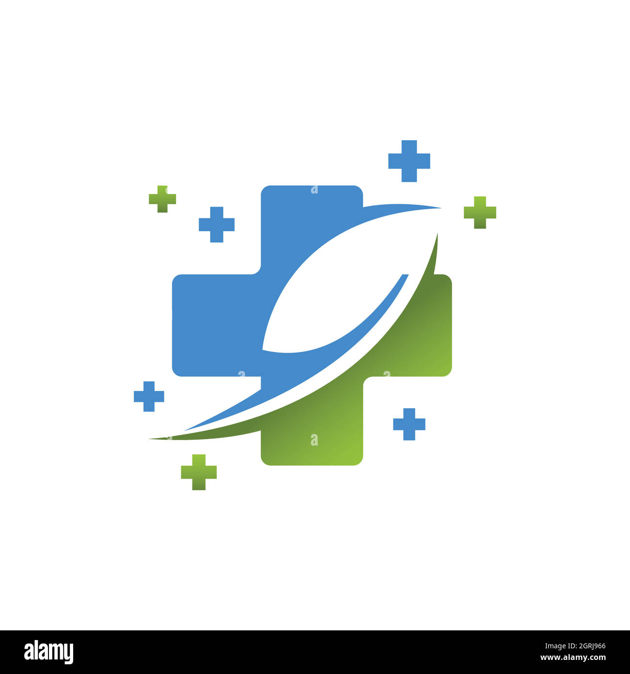 Medical cross and nature green leaf logo design vector. Nature herbal ...