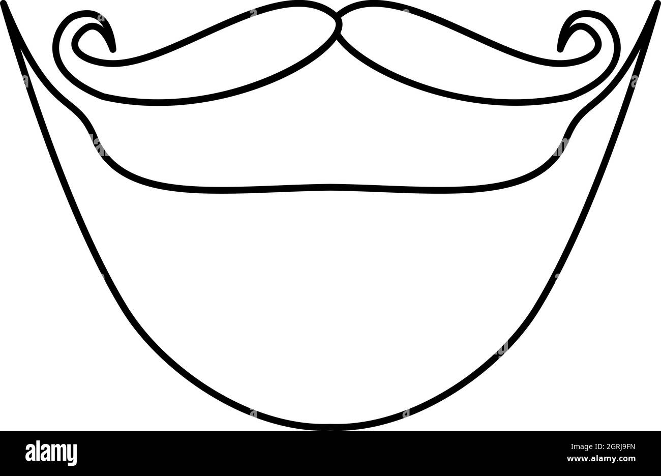 Mustache and beard icon, outline style Stock Vector
