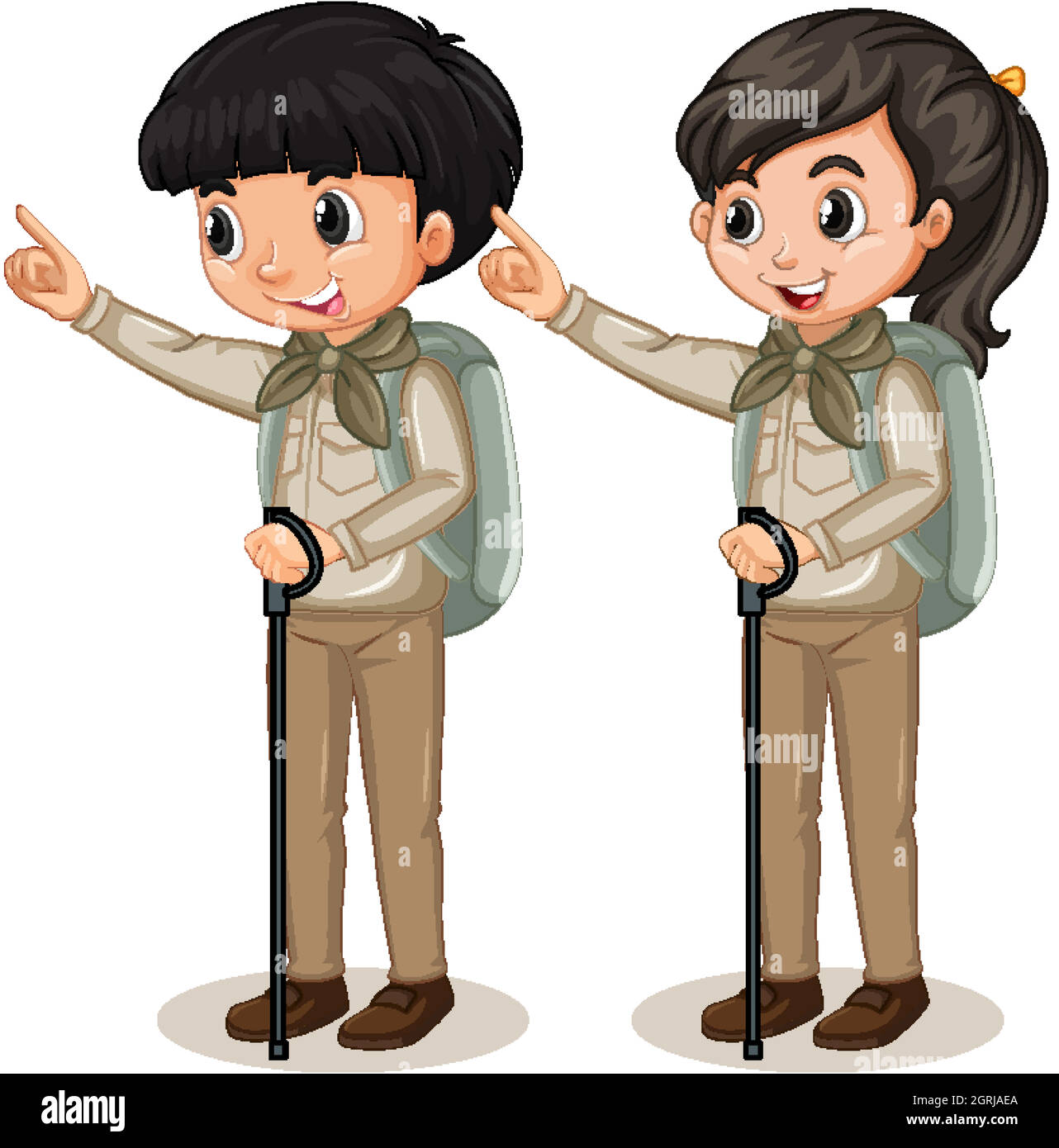 Boy and girl in scout uniform on white background Stock Vector Image ...