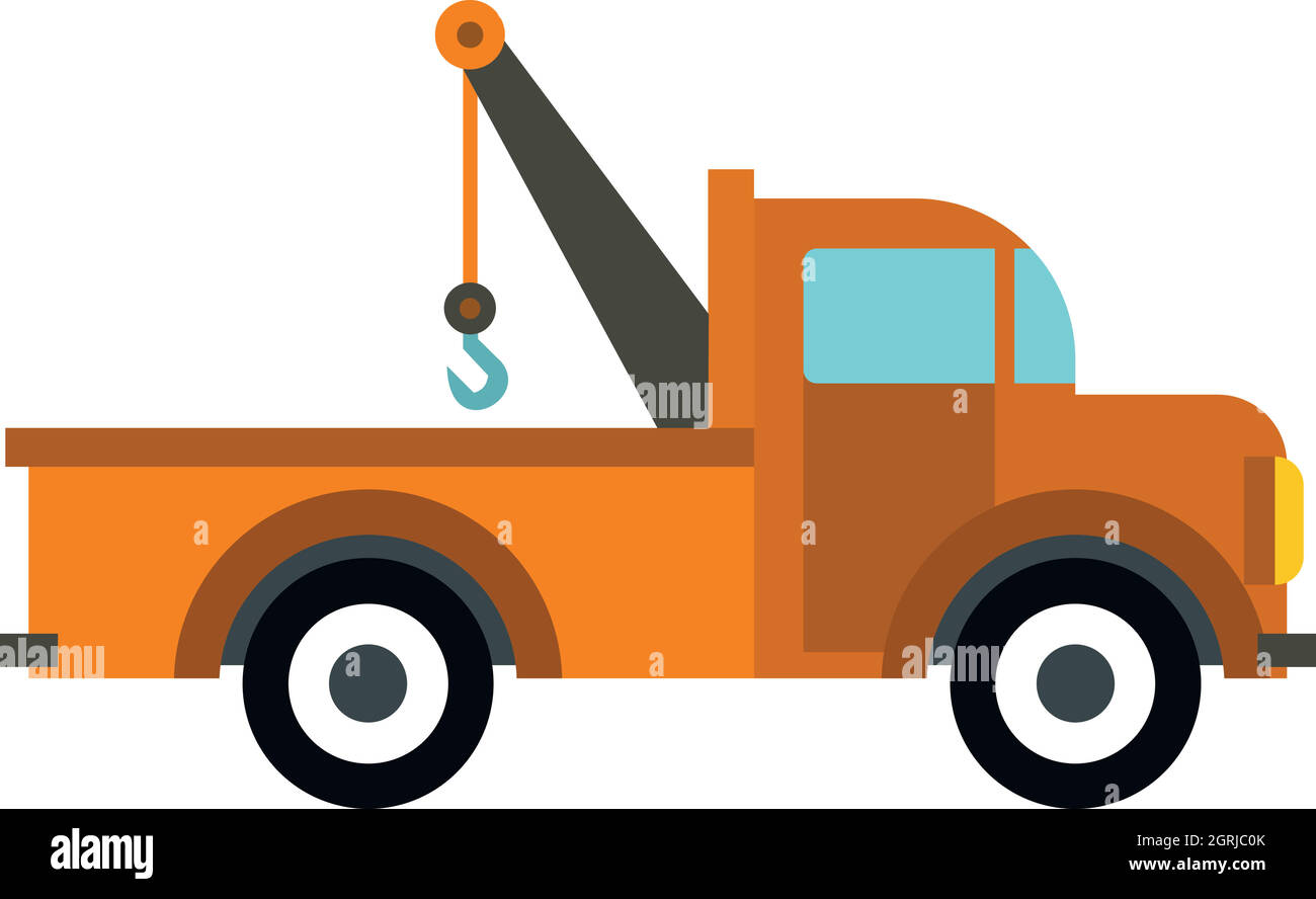 Car tow truck icon, flat style Stock Vector