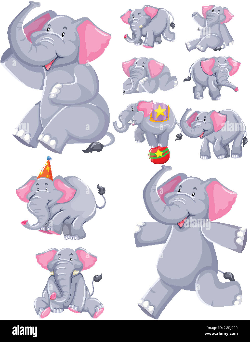 Set of elephant cartoon character Stock Vector Image & Art