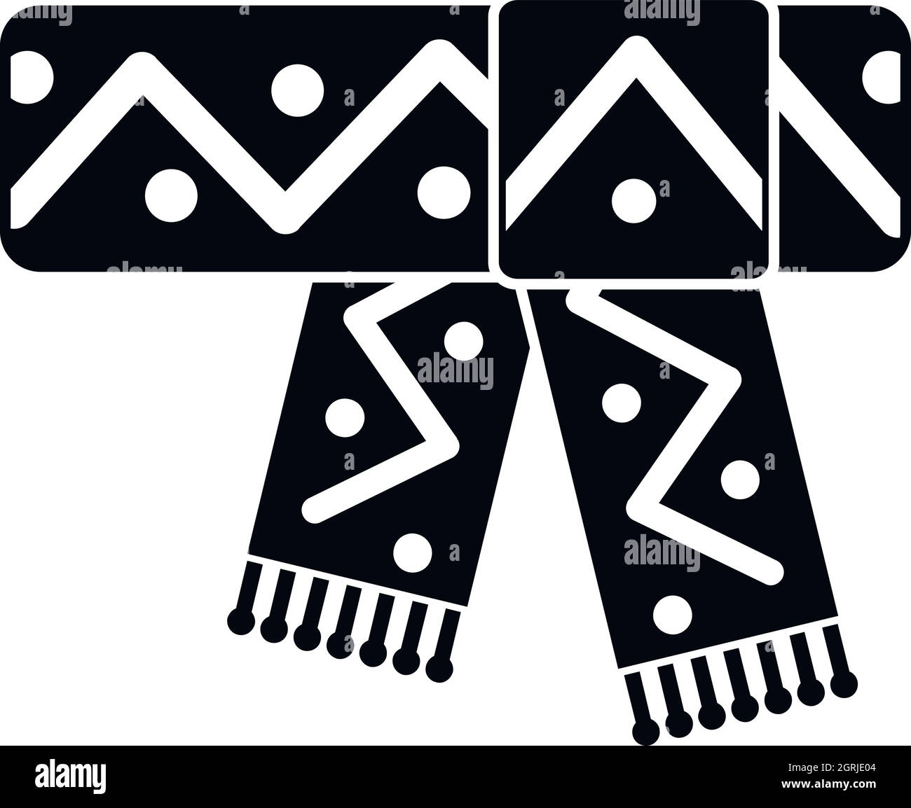 Knitted scarf with pattern icon, simple style Stock Vector
