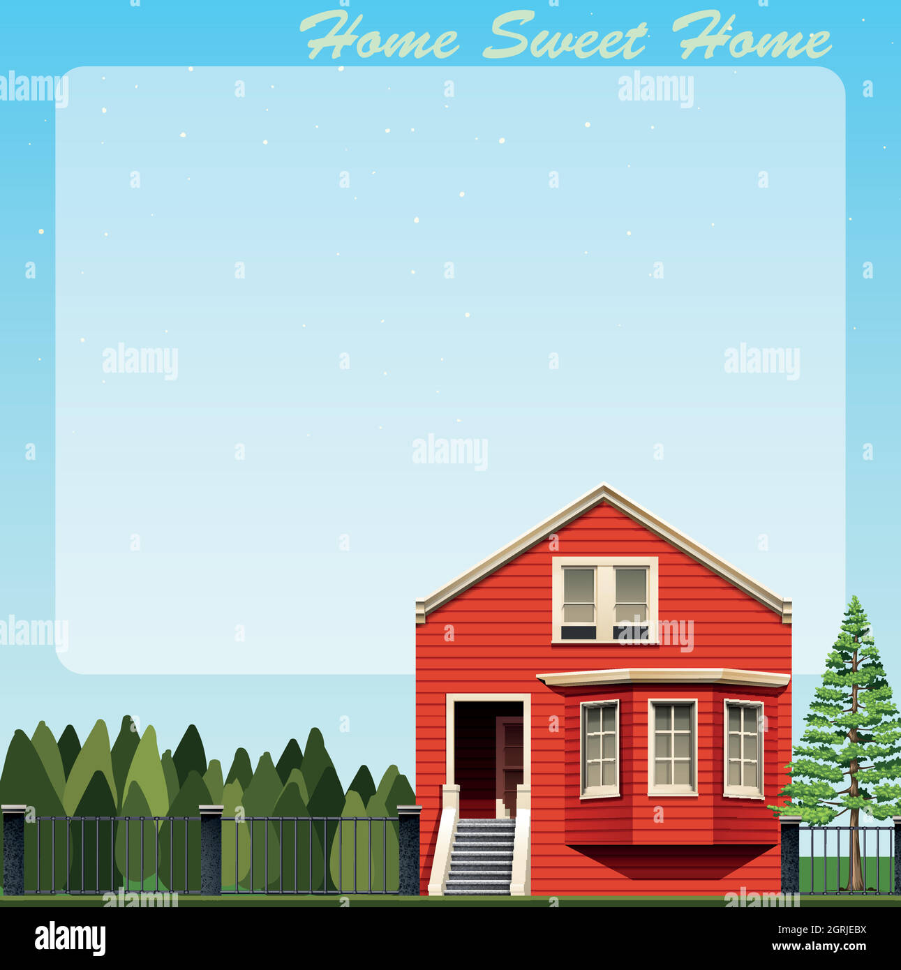 Home sweet home with red house Stock Vector