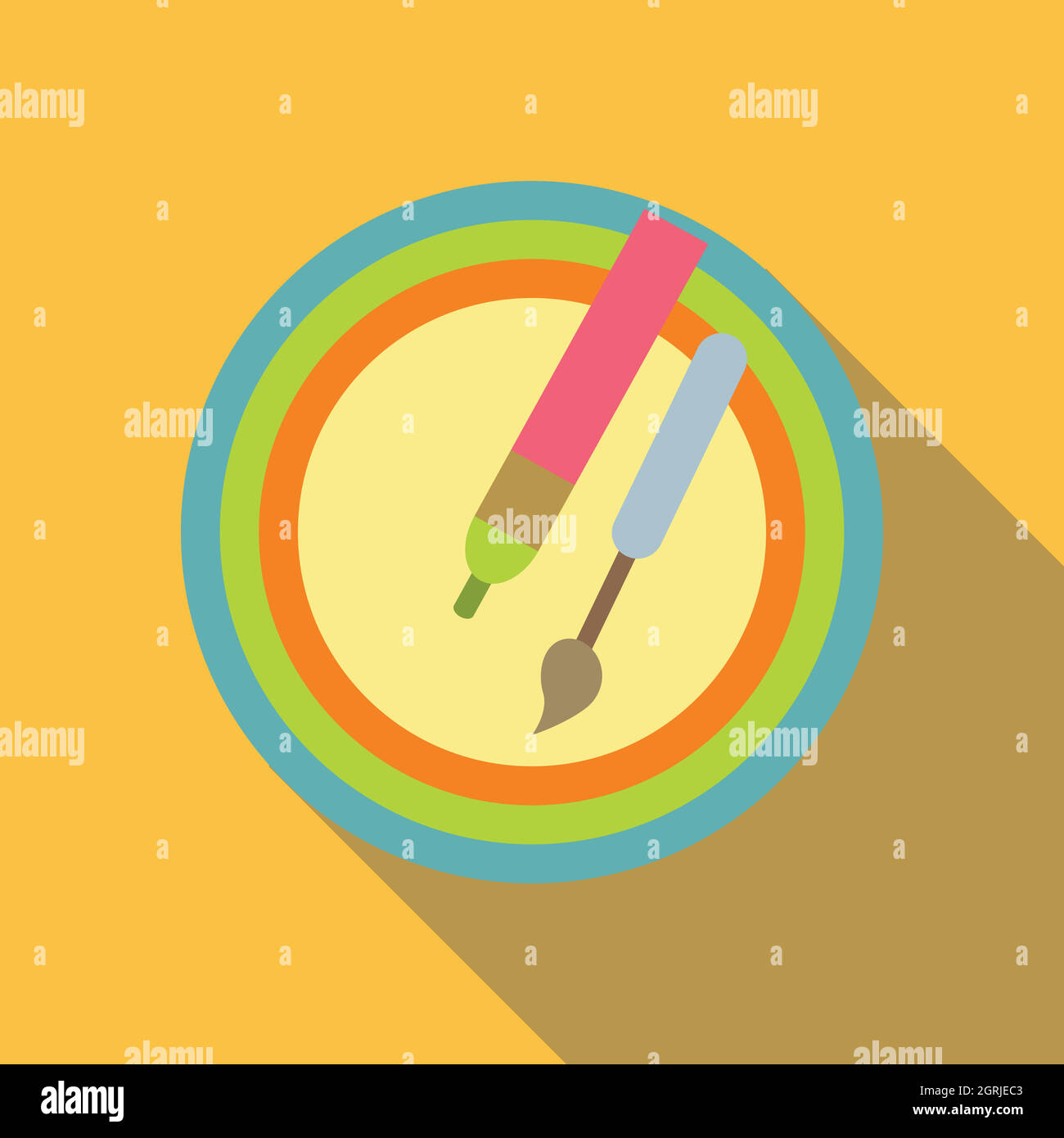 Pencil and brush icon, flat style Stock Vector Image & Art - Alamy