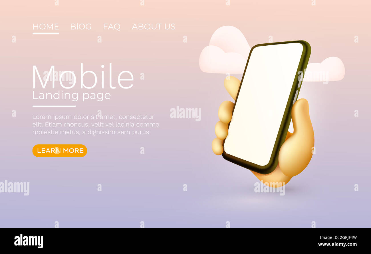 Hand holding mobile smart phone with blank screen. Modern mockup ...