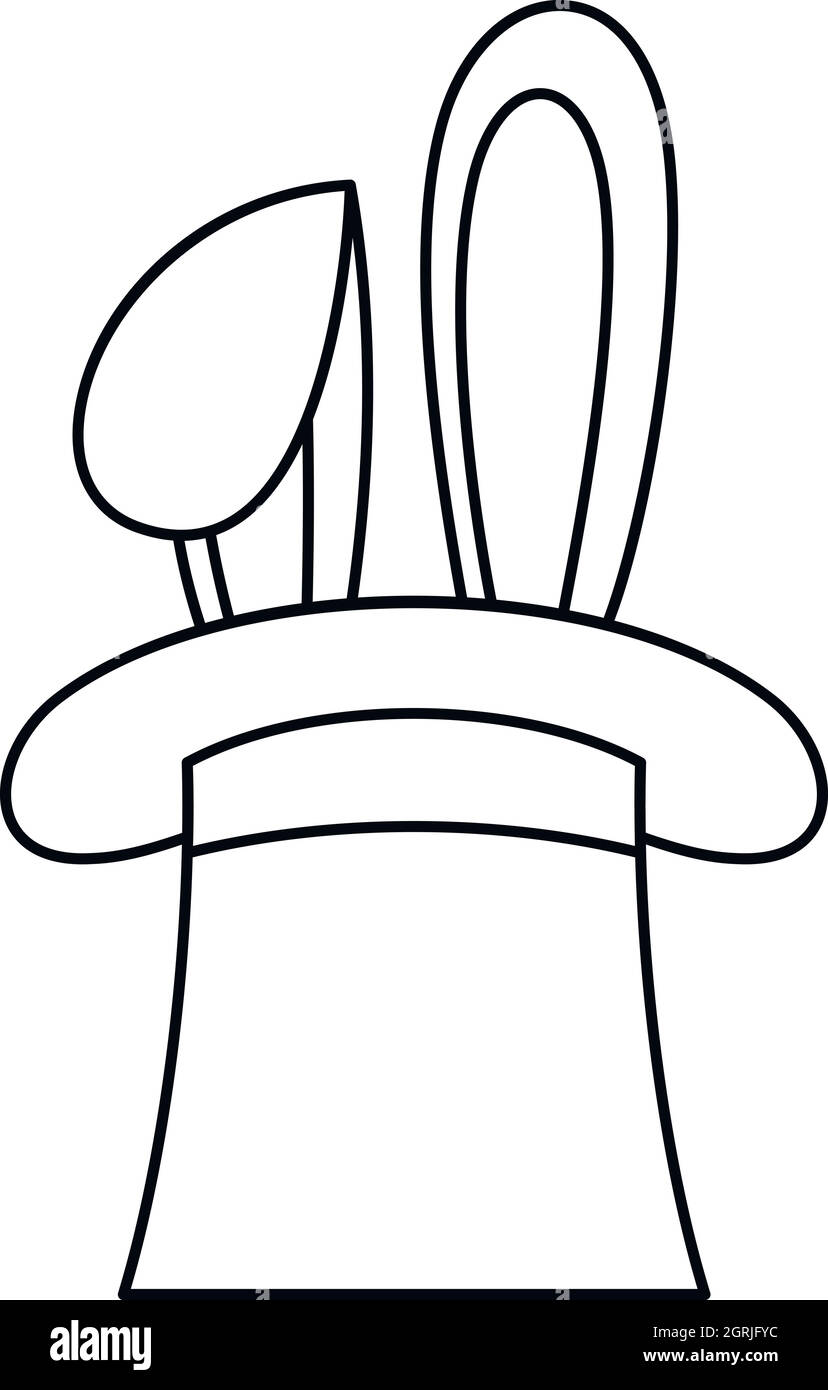 Rabbit ears in magic hat icon, outline style Stock Vector Image & Art ...