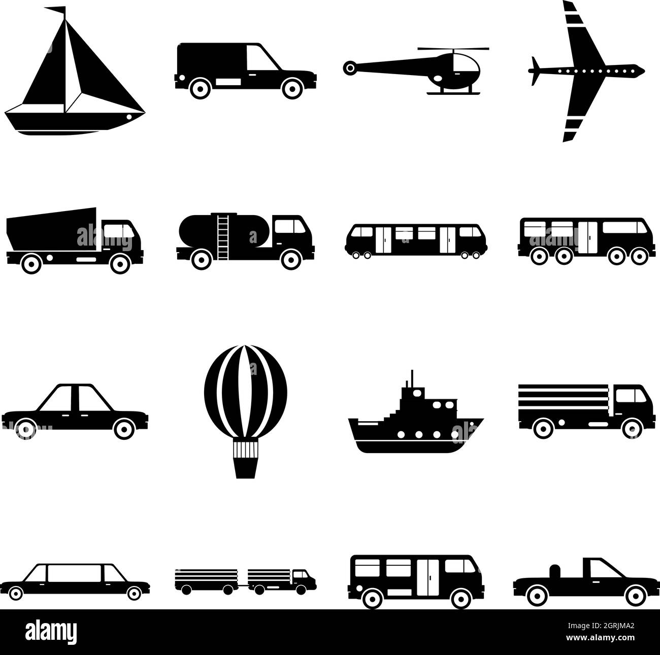 Transportation items icons set, simple style Stock Vector