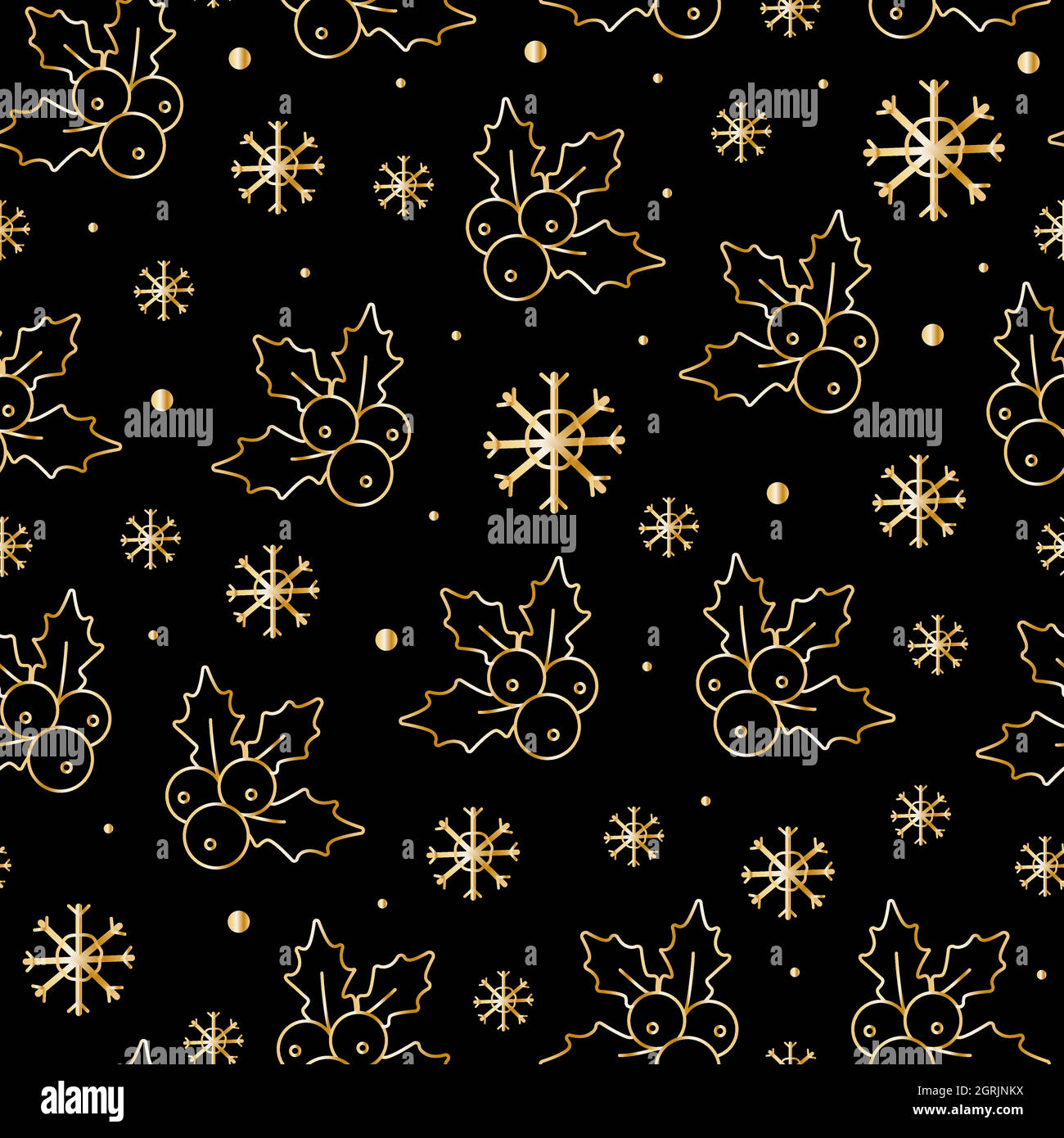 Christmas seamless patterns, prints with gold elements. Vector patterns. Golden objects on a dark background Stock Vector