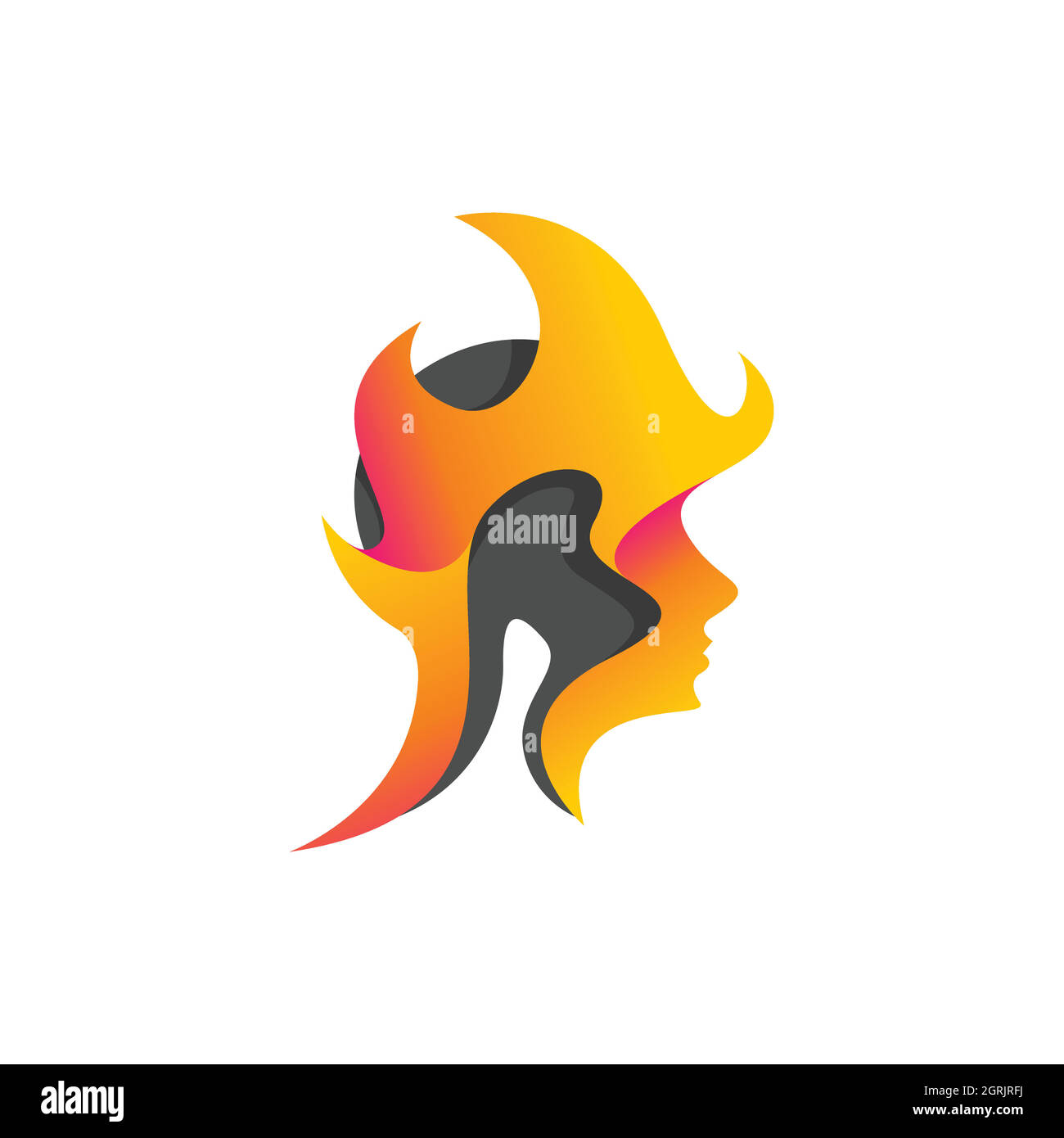 Mental head logo vector design concept. Head icon logo on fire for mental head care logo design image Stock Vector