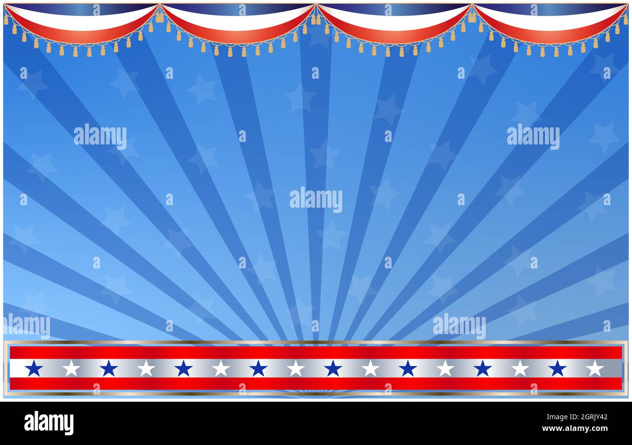 Holiday abstract American flag symbols background banner frame. Stock Vector