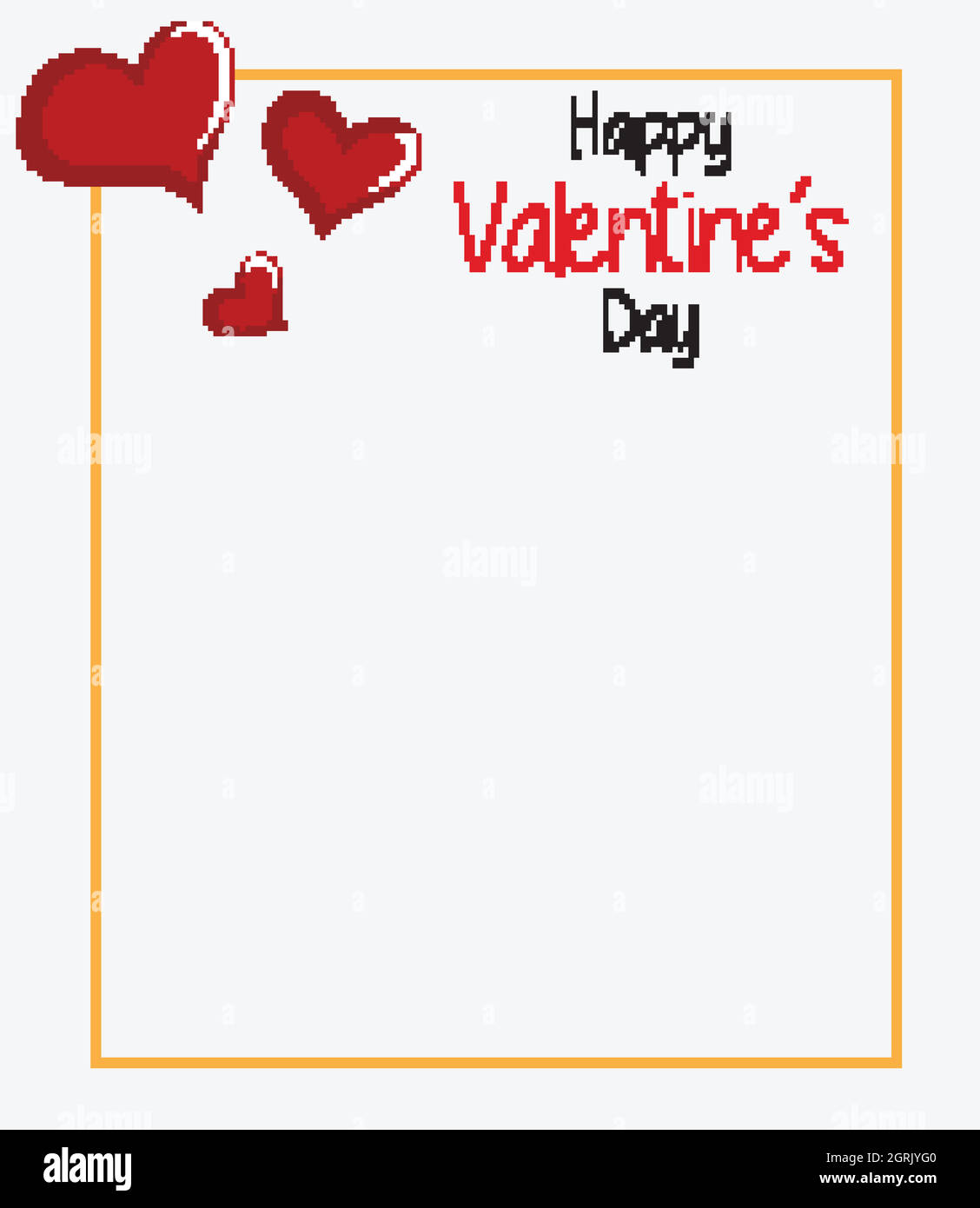 Valentine theme with red hearts and yellow frame Stock Vector