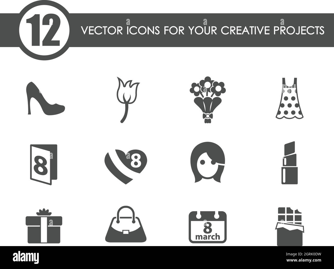 8 march vector icons Stock Vector