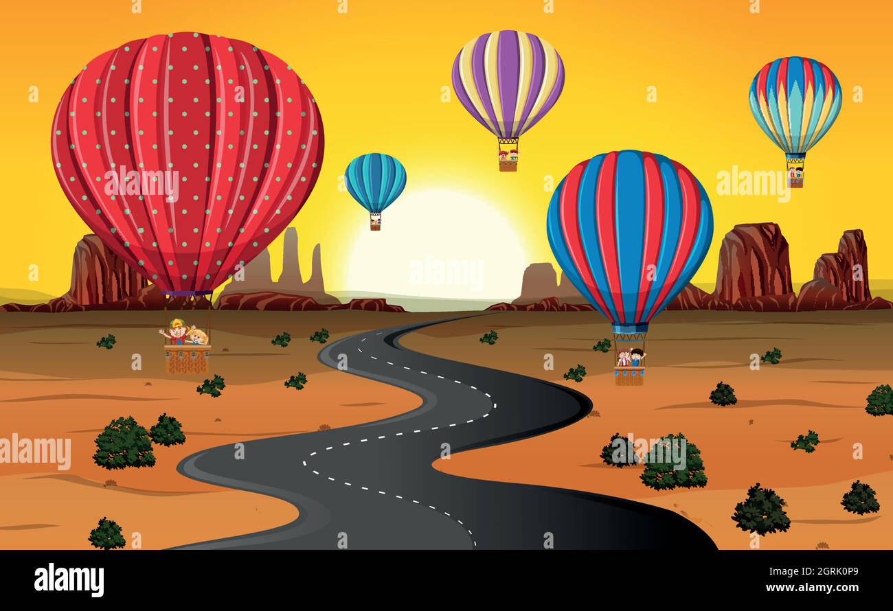 Hot air balloon road Stock Vector Images Alamy