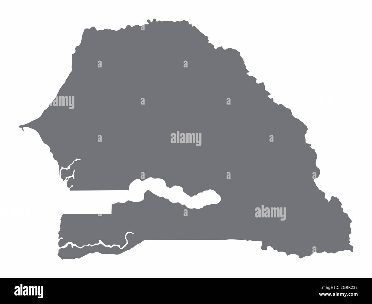 Senegal silhouette map isolated on white background Stock Vector