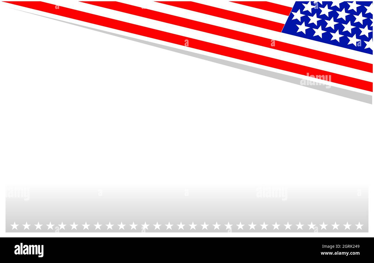 American flag symbols background frame border corner with empty space ...