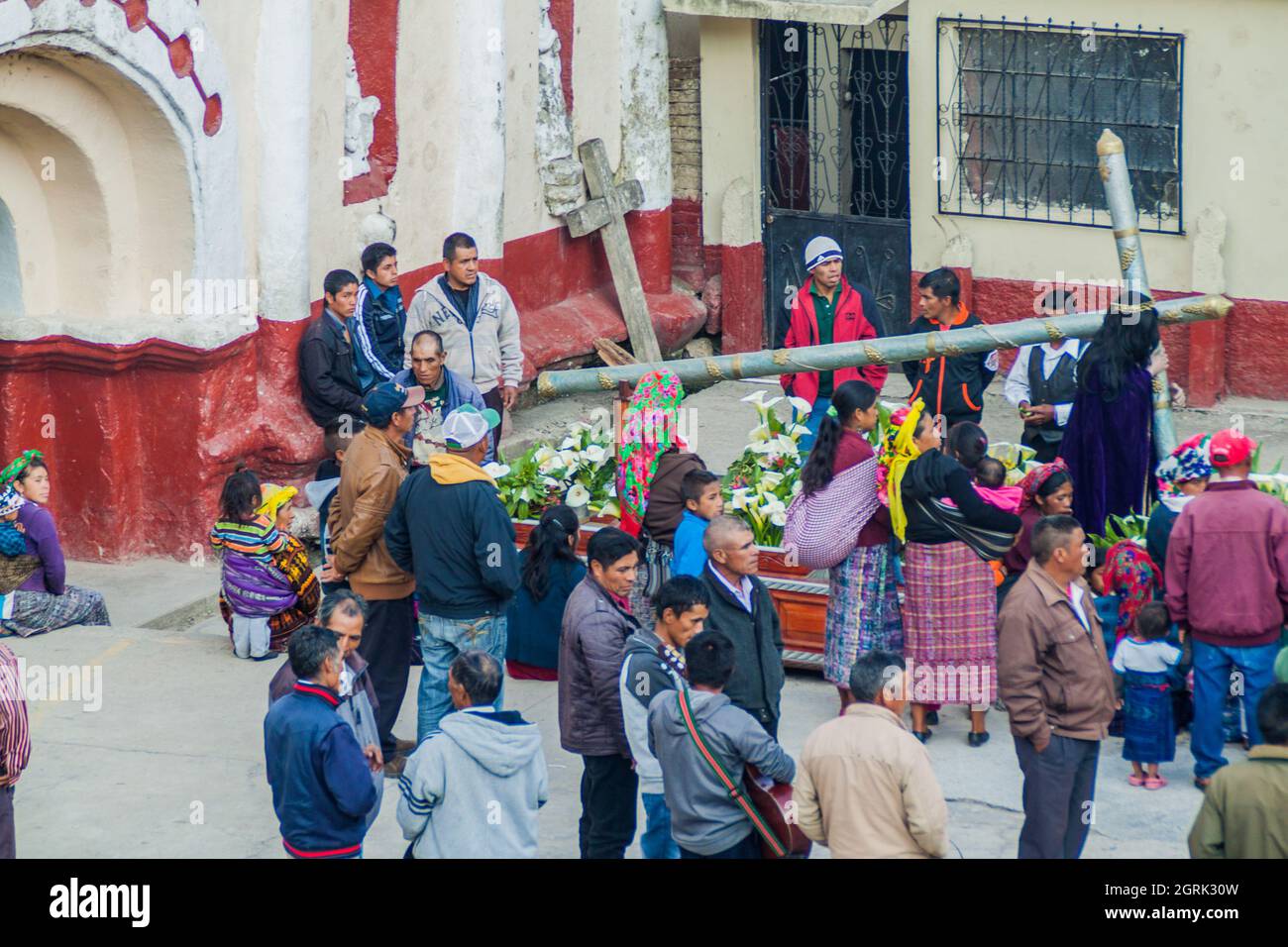 SAN MATEO IXTATAN, GUATEMALA, MARCH 18, 2016: First celebrations  in San Mateo Ixtatan village start one week before Easter. Stock Photo