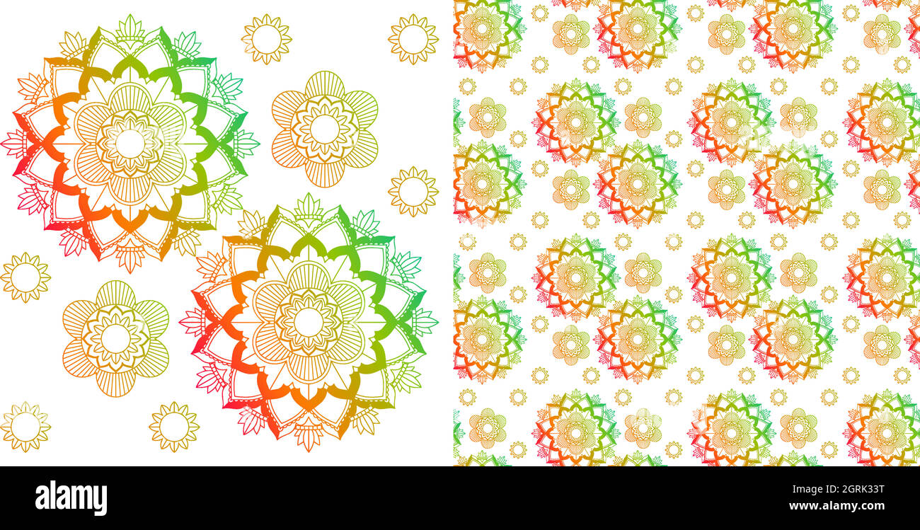 Seamless design with colorful mandalas pattern Stock Vector Image & Art ...