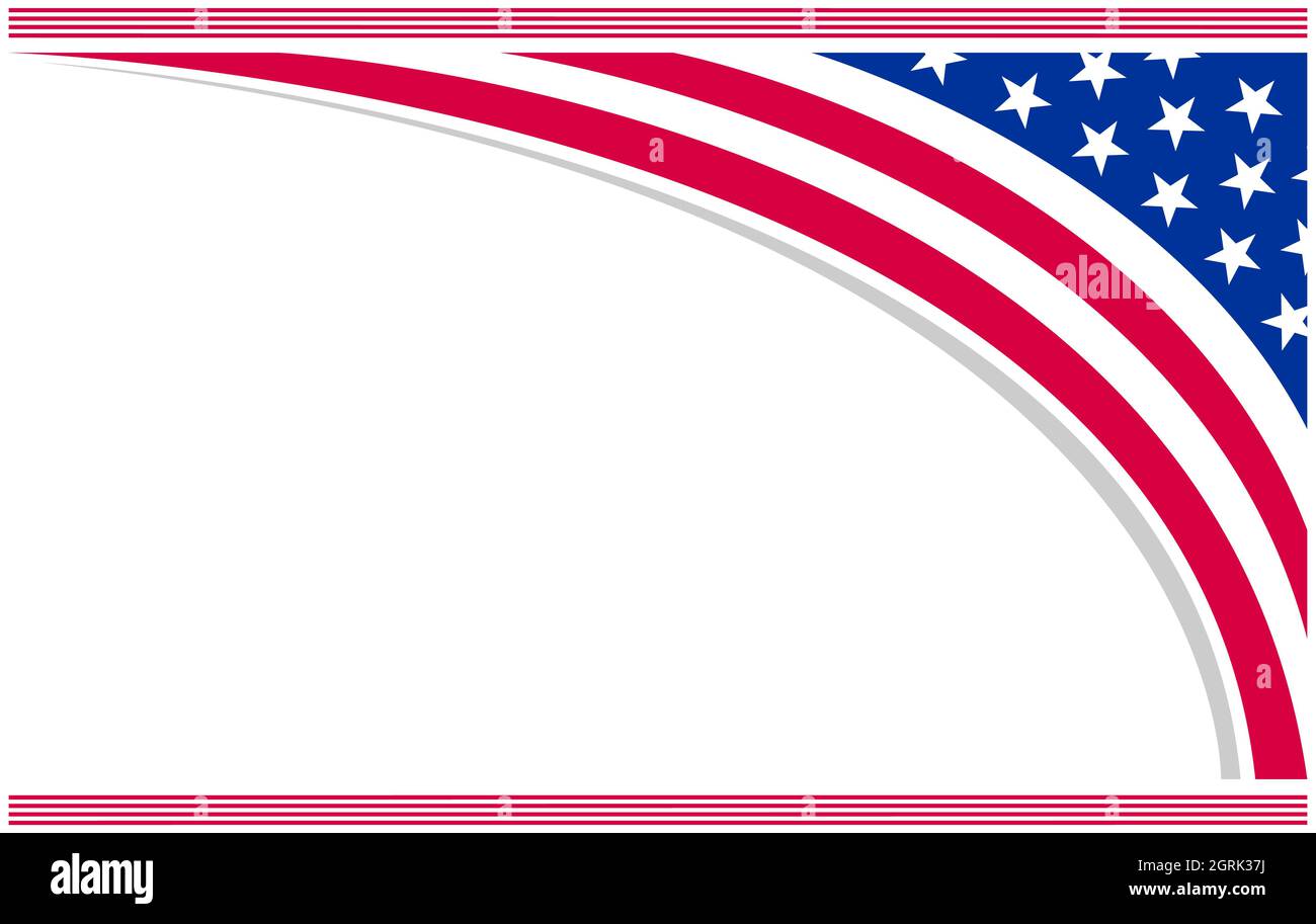 Abstract USA flag corner border frame banner with empty space for your