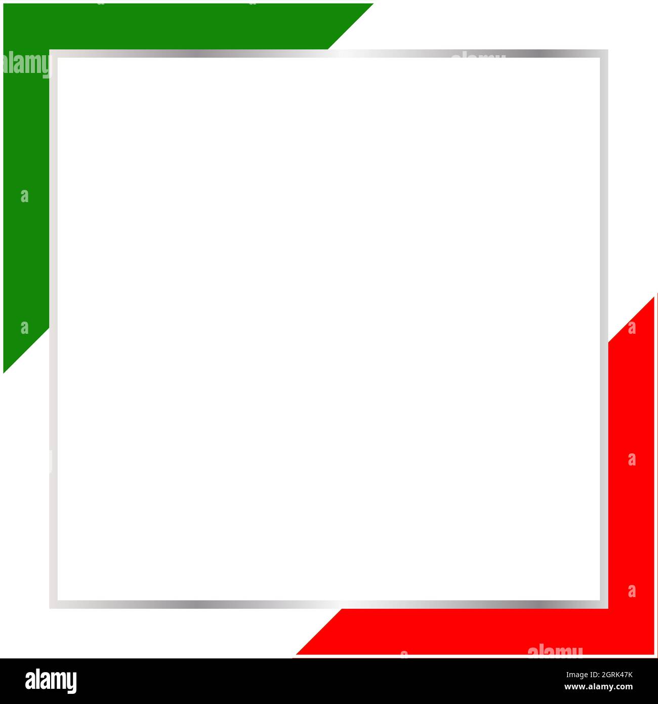 Italian green white red flag border frame with empty space for your text. Stock Vector