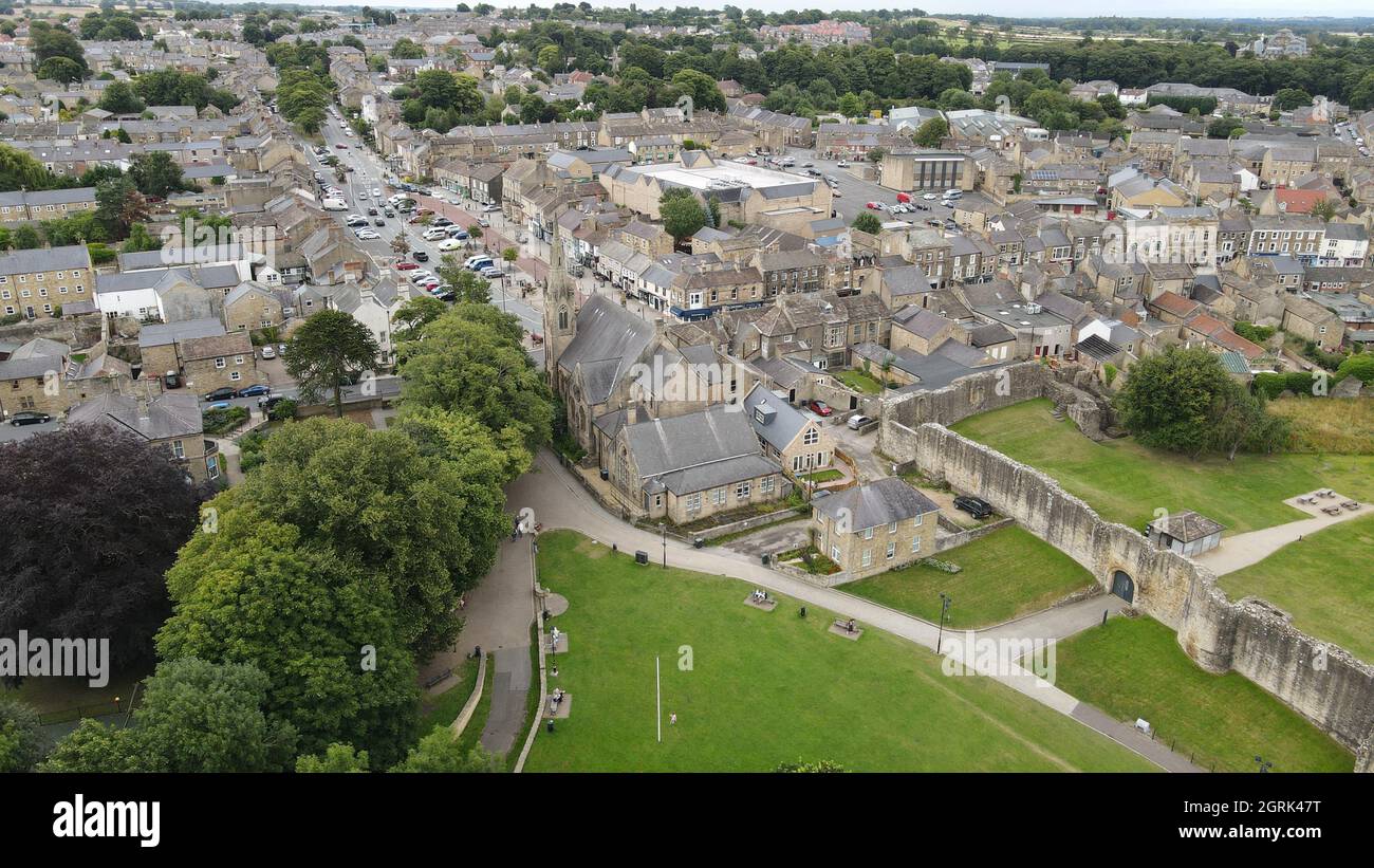 Barnard Castle market town in Teesdale, County Durham,UK Drone view Stock Photo Alamy