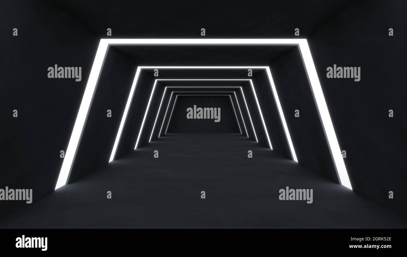 Interior Of Illuminated Covered Walkway Stock Photo - Alamy