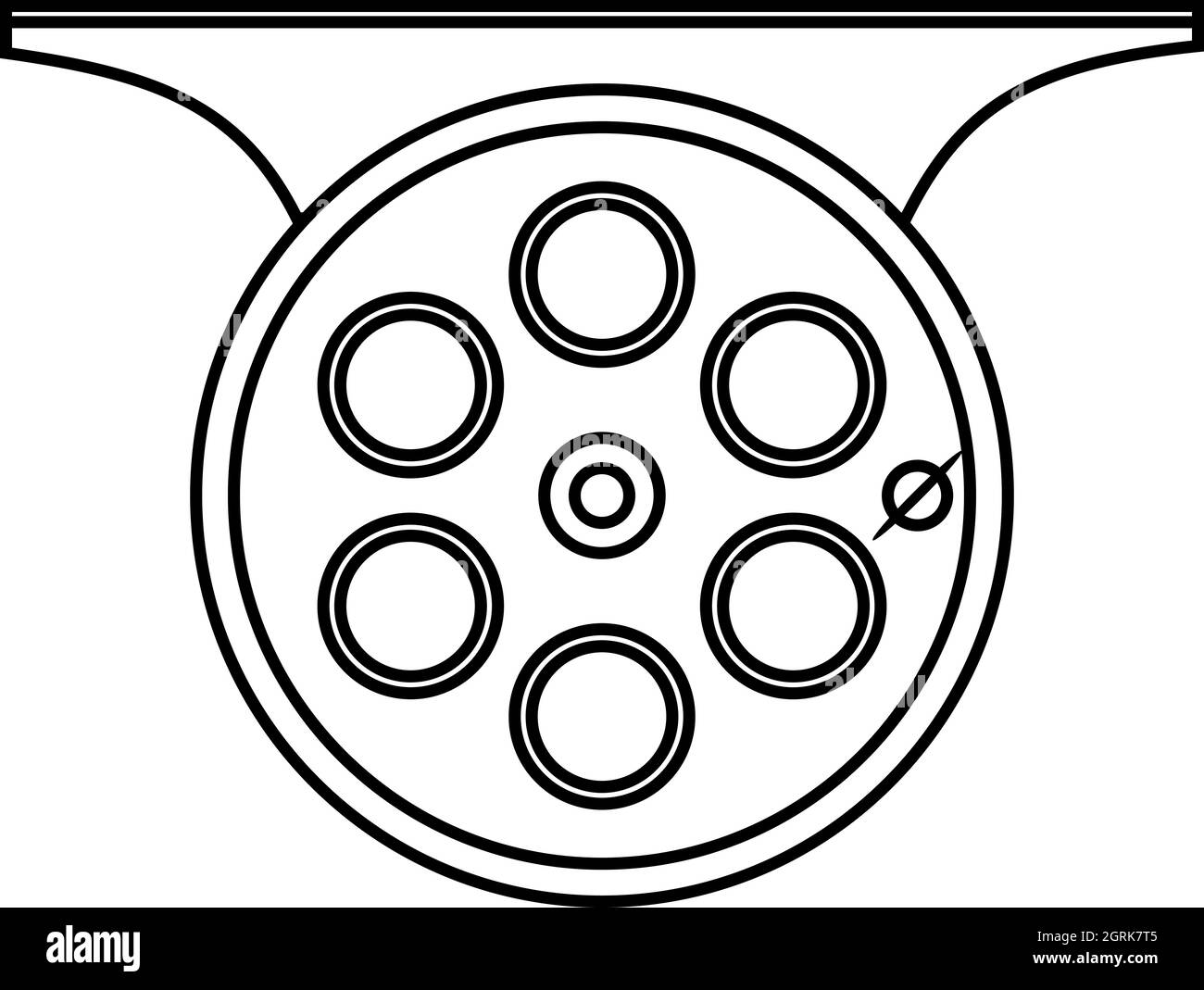 Spinning reel icon, outline style Stock Vector