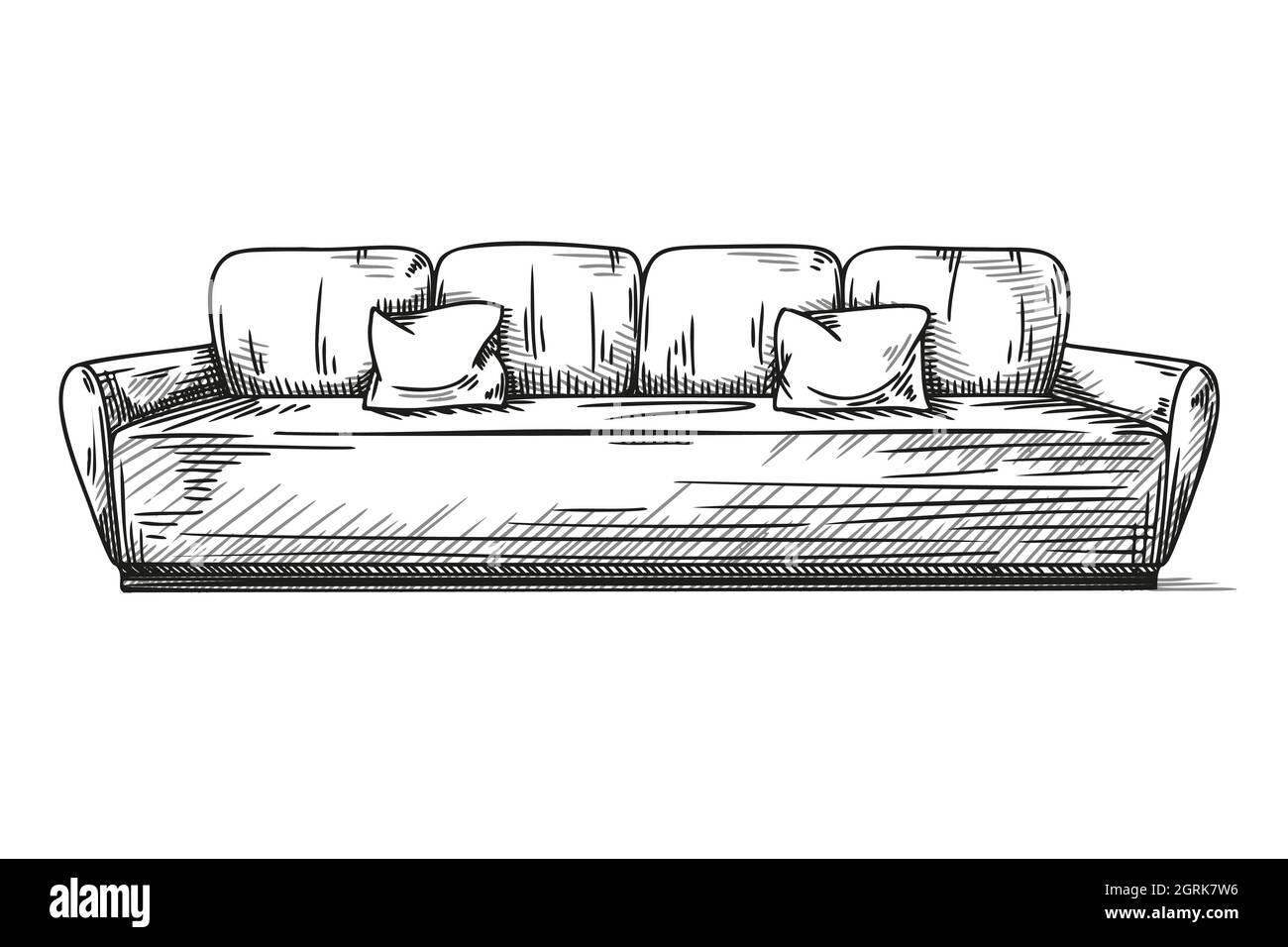 Sketch sofa isolated on white background. Vector illustration Stock