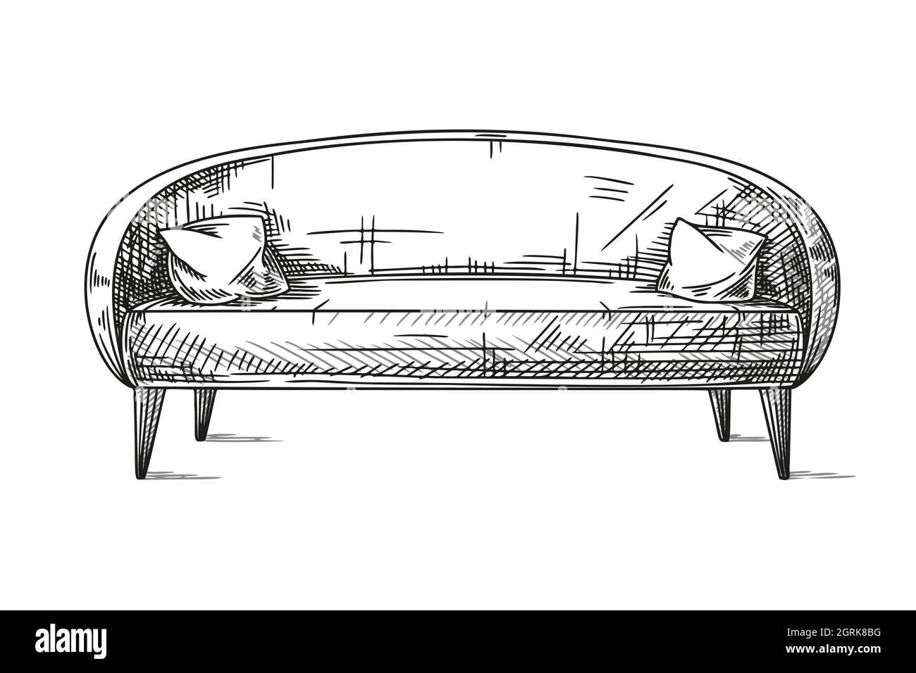 Sketch sofa isolated on white background. Vector illustration Stock
