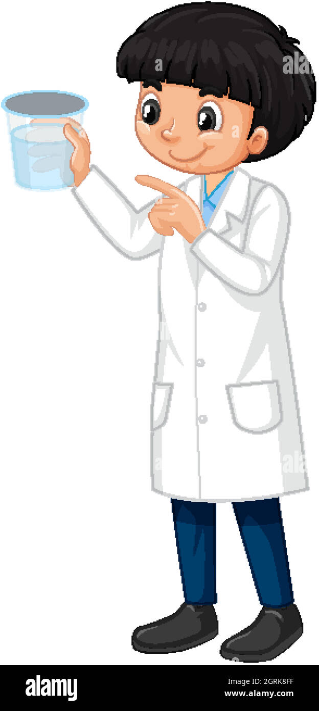 A boy cartoon character wearing laboratory coat Stock Vector Image