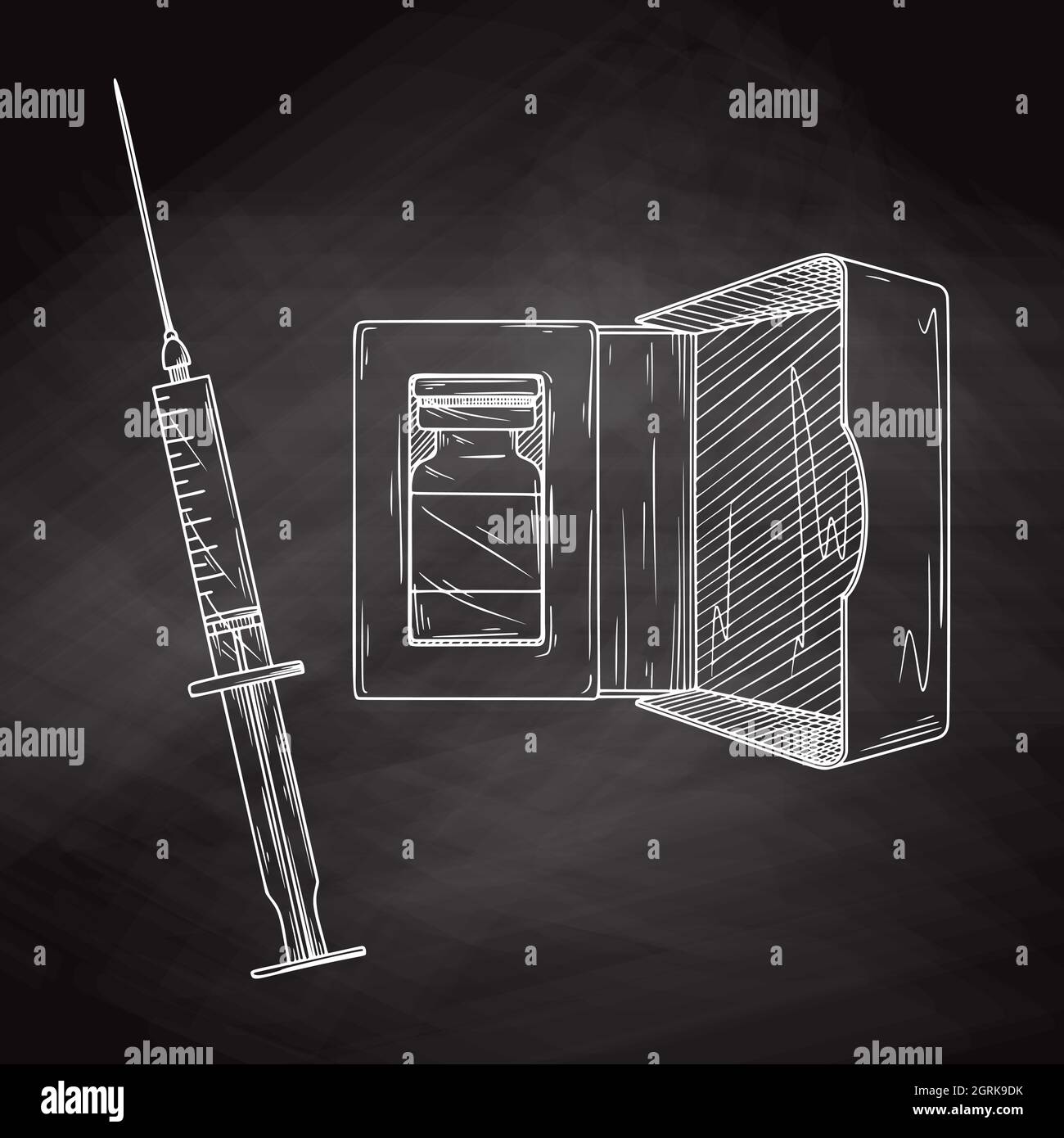 Icon medical syringe with needle and vial in flat style, concept of ...