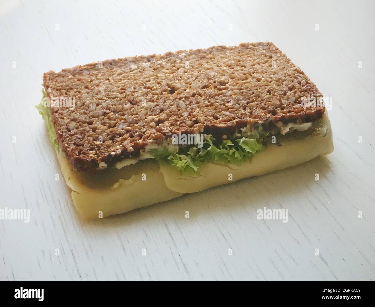 High Angle View Of Sandwich On Table Stock Photo