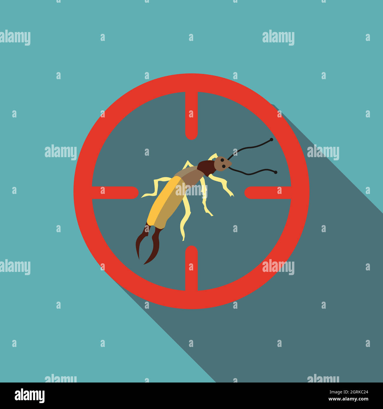 Poisonous bug icon, flat style Stock Vector
