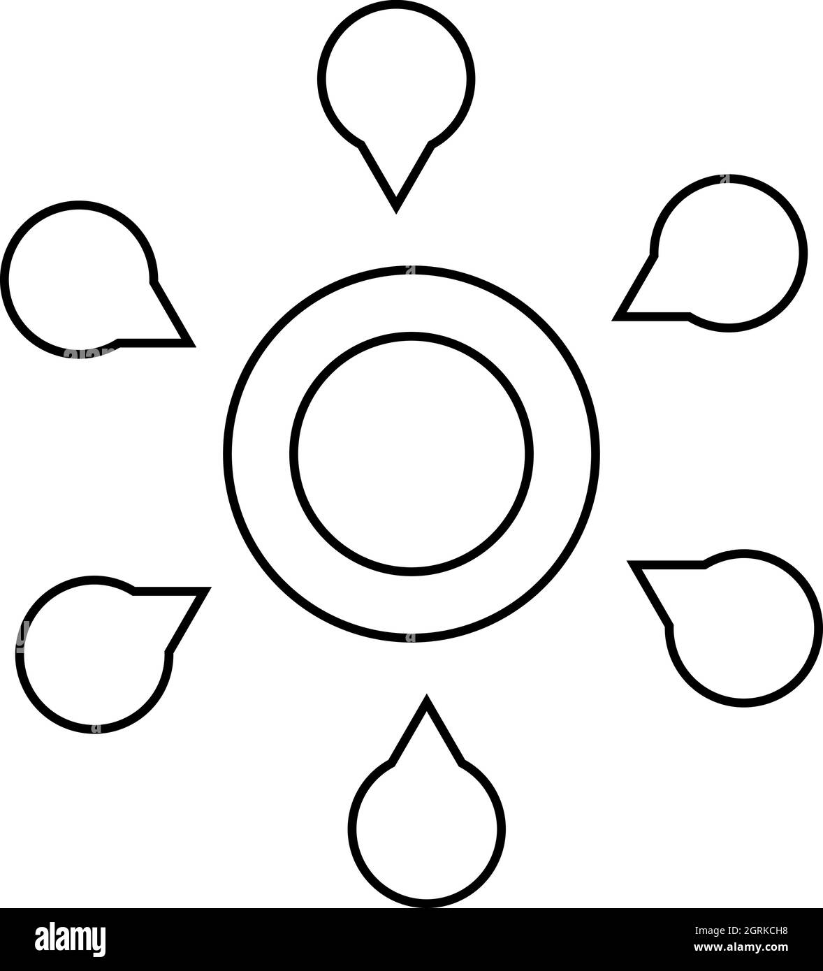 Chart flower icon, outline style Stock Vector