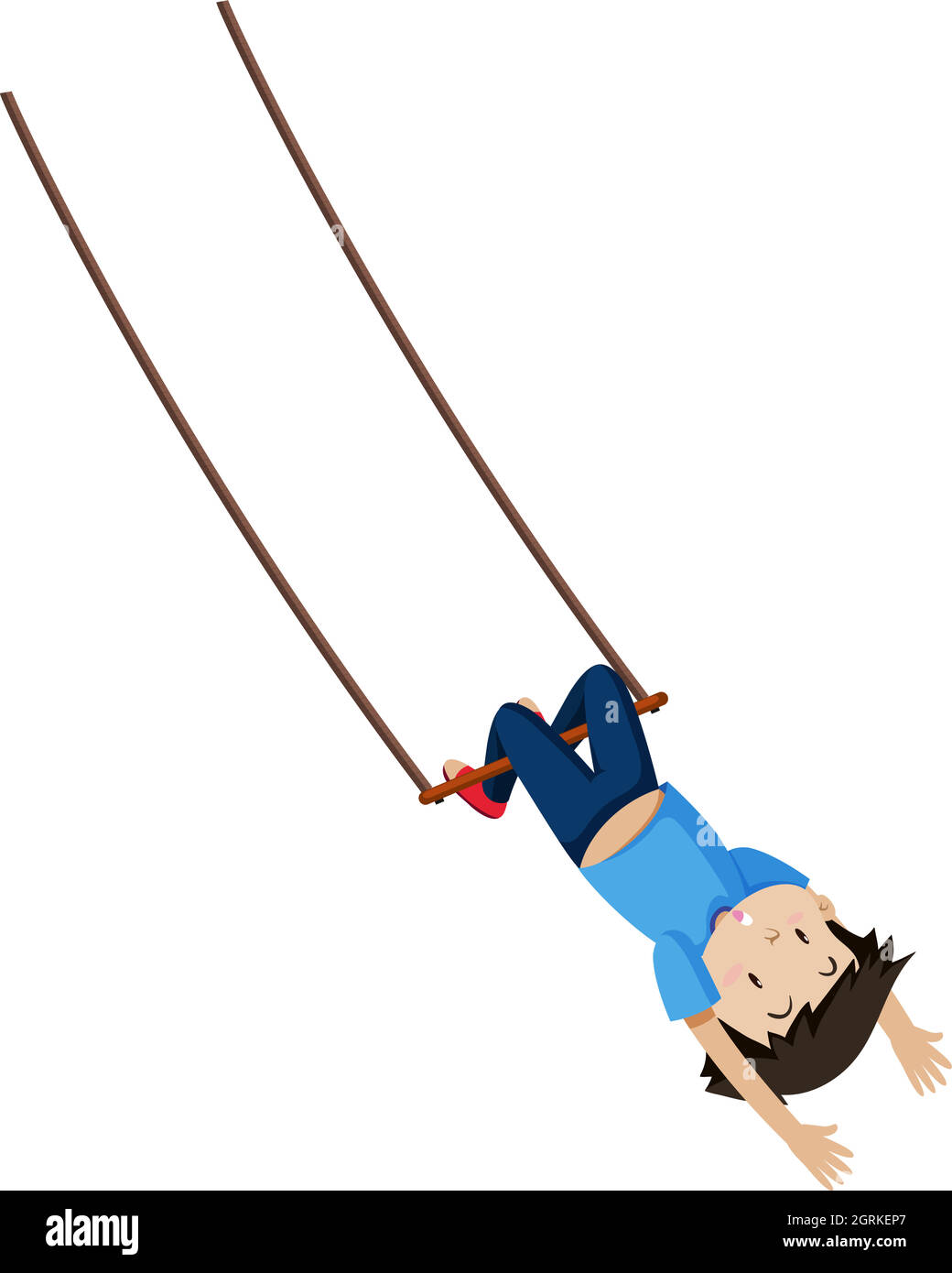 A Boy on Trapeze Swing Stock Vector