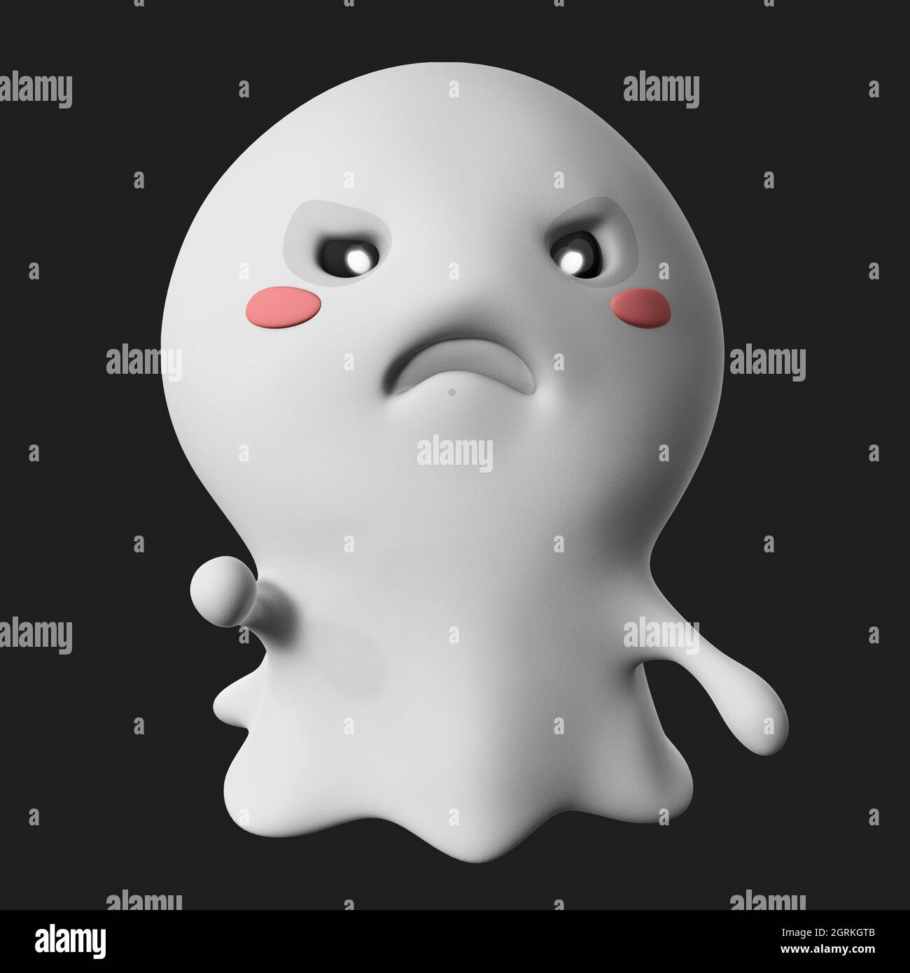 3d rendering of an angry cute ghost isolated on a dark background Stock ...