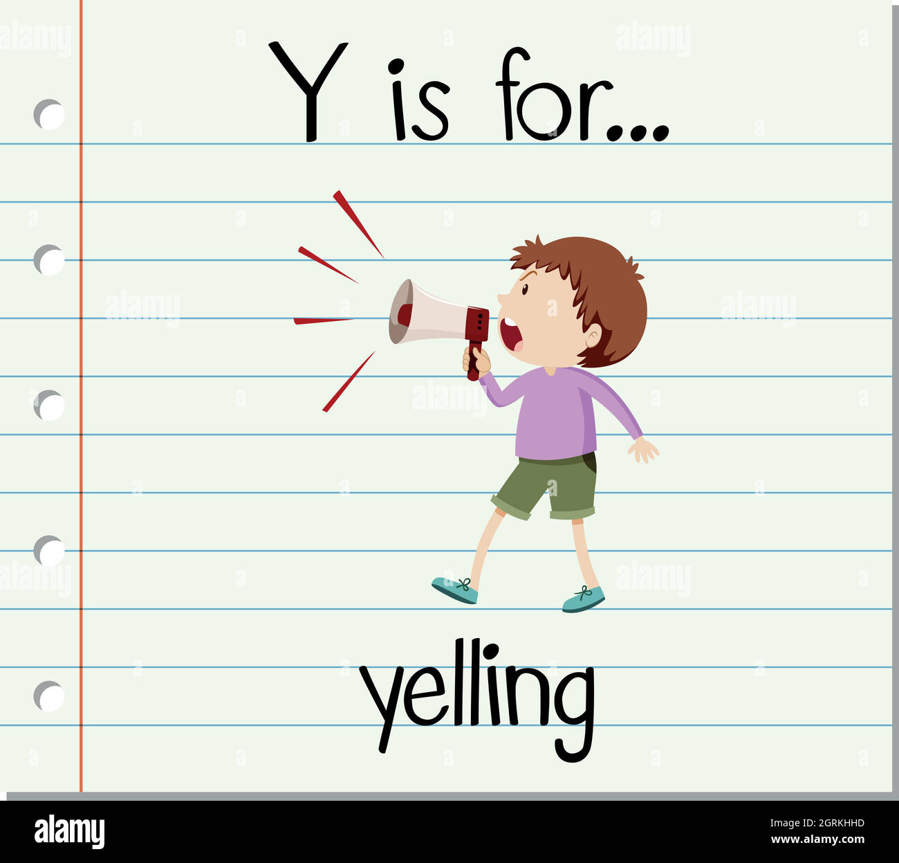 Flashcard letter Y is for yelling Stock Vector
