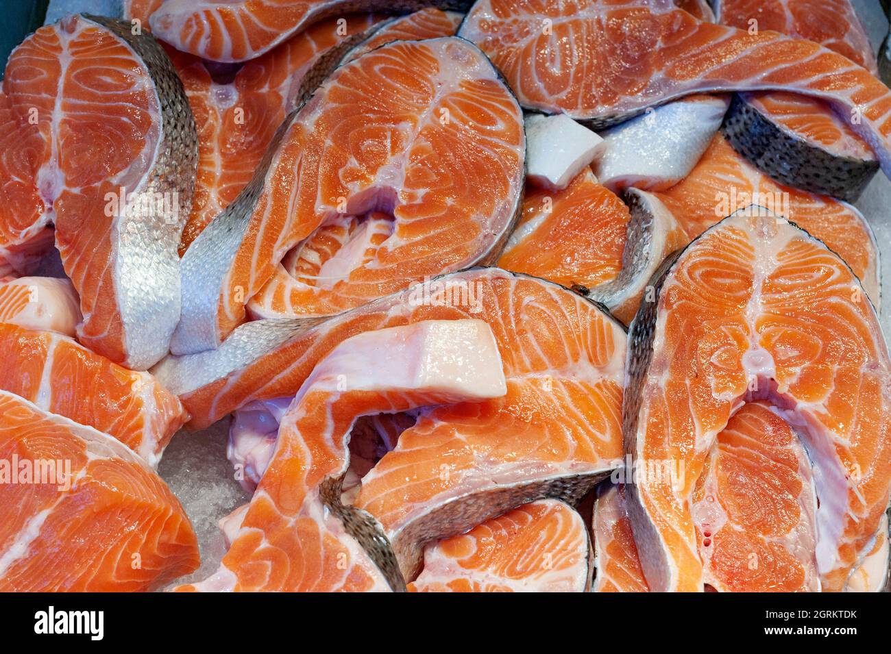 Sliced salmon fish, seafood Stock Photo Alamy