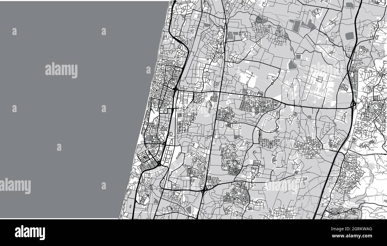 Urban vector city map of Netanya, Israel, middle east Stock Vector