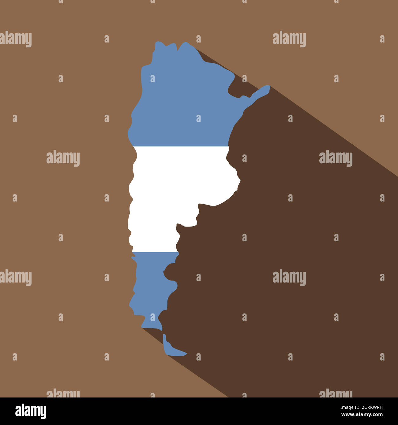 Map of Argentina in Argentinian flag colors icon Stock Vector