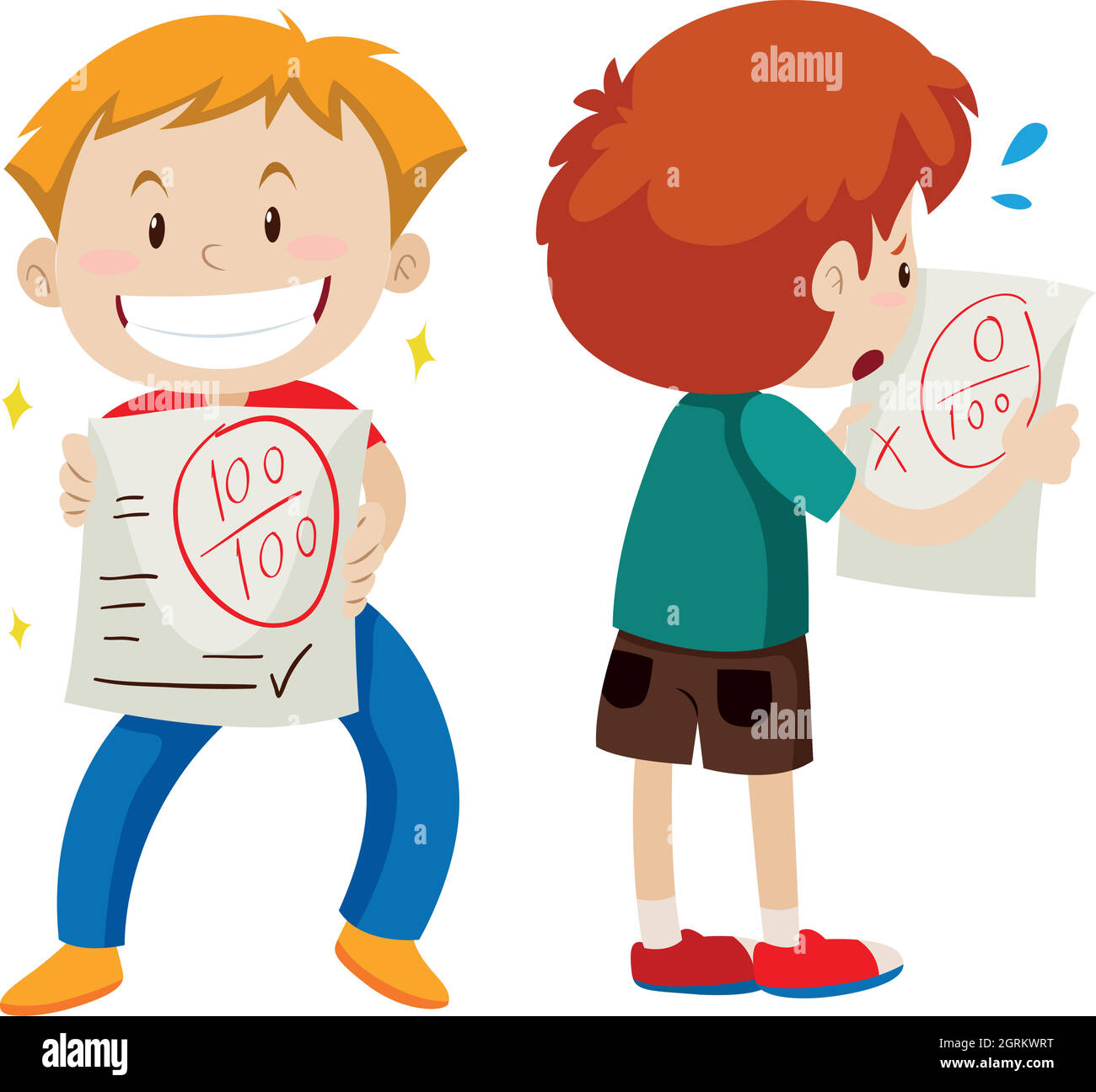 Clever boy and stupid boy Stock Vector