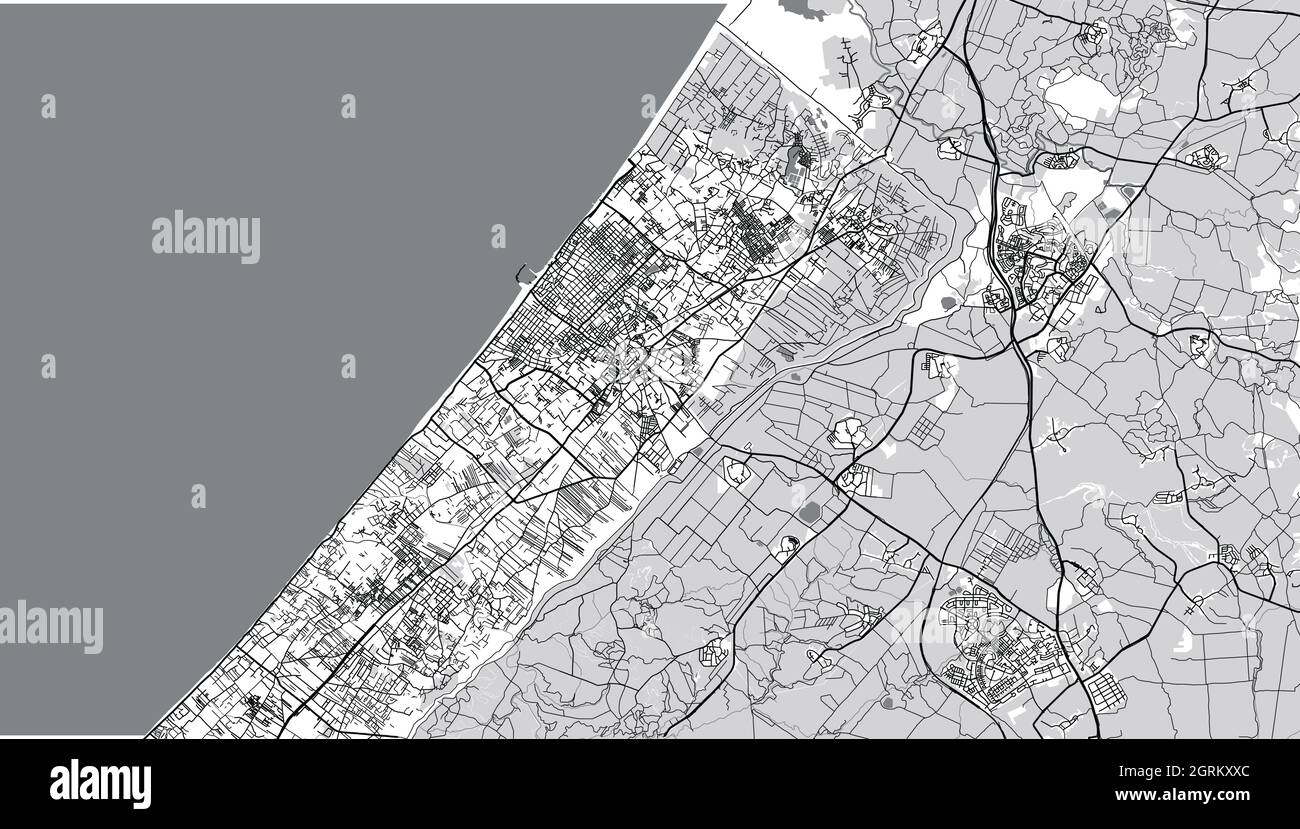 Urban vector city map of Gaza, Israel, middle east Stock Vector