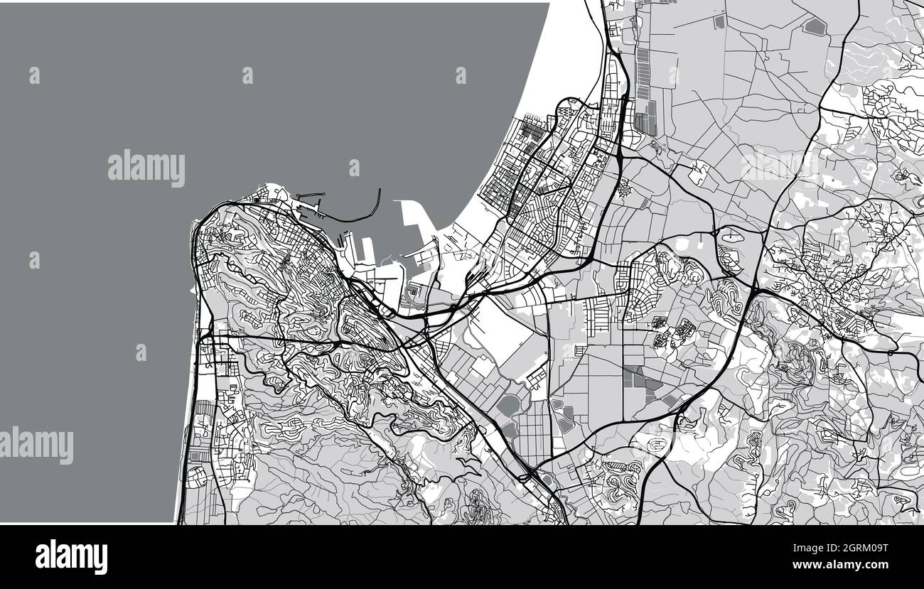 Urban vector city map of Haifa, Israel, middle east Stock Vector Image ...