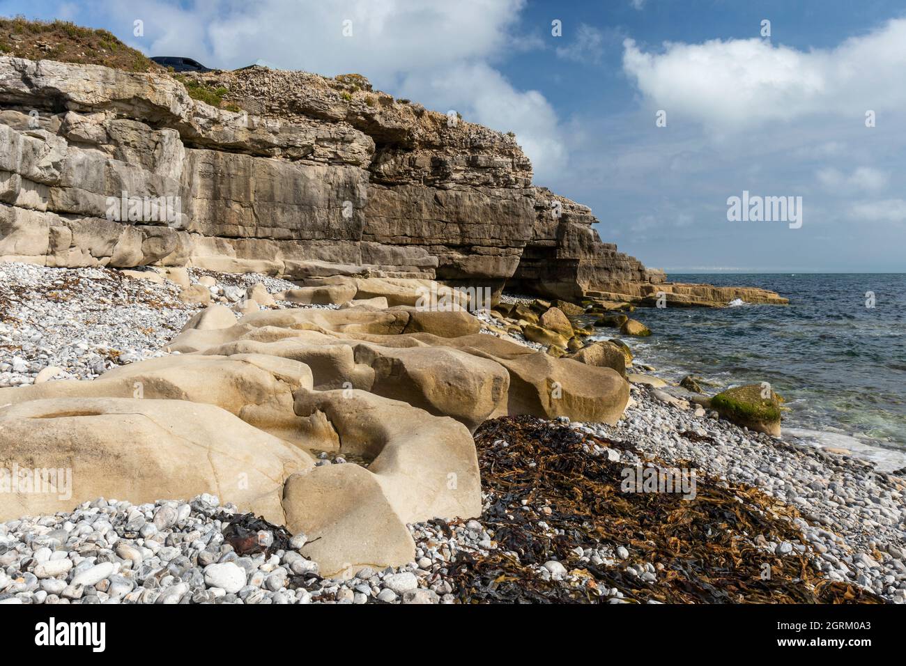 Attractive rocks shaped by the sea, Portland Bill coastline, Isle of ...