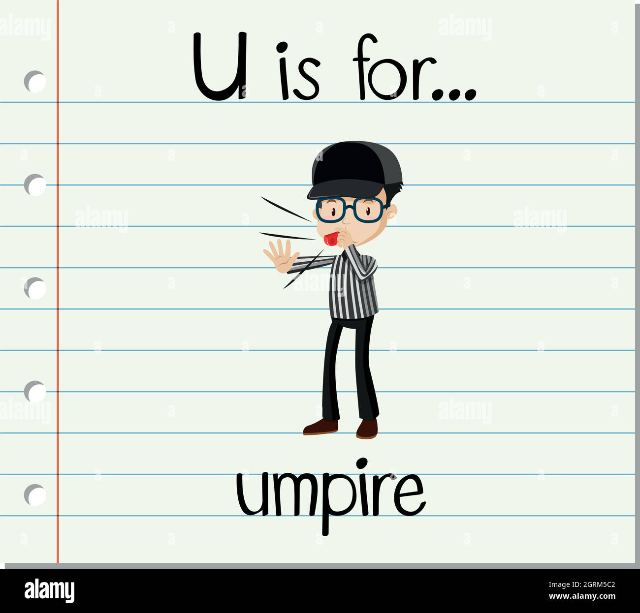 Flashcard letter U is for umpire Stock Vector