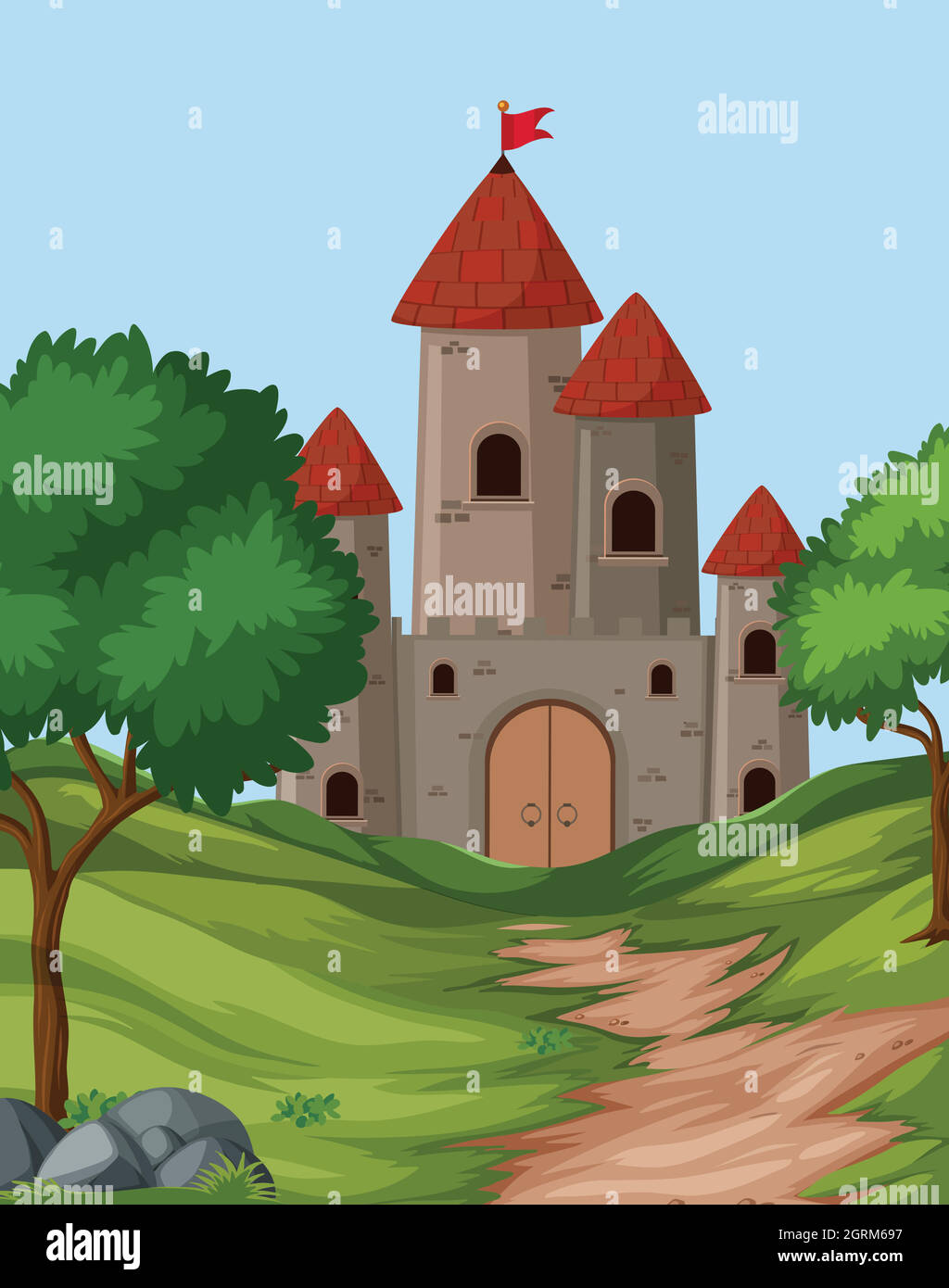 Large castle background scene Stock Vector